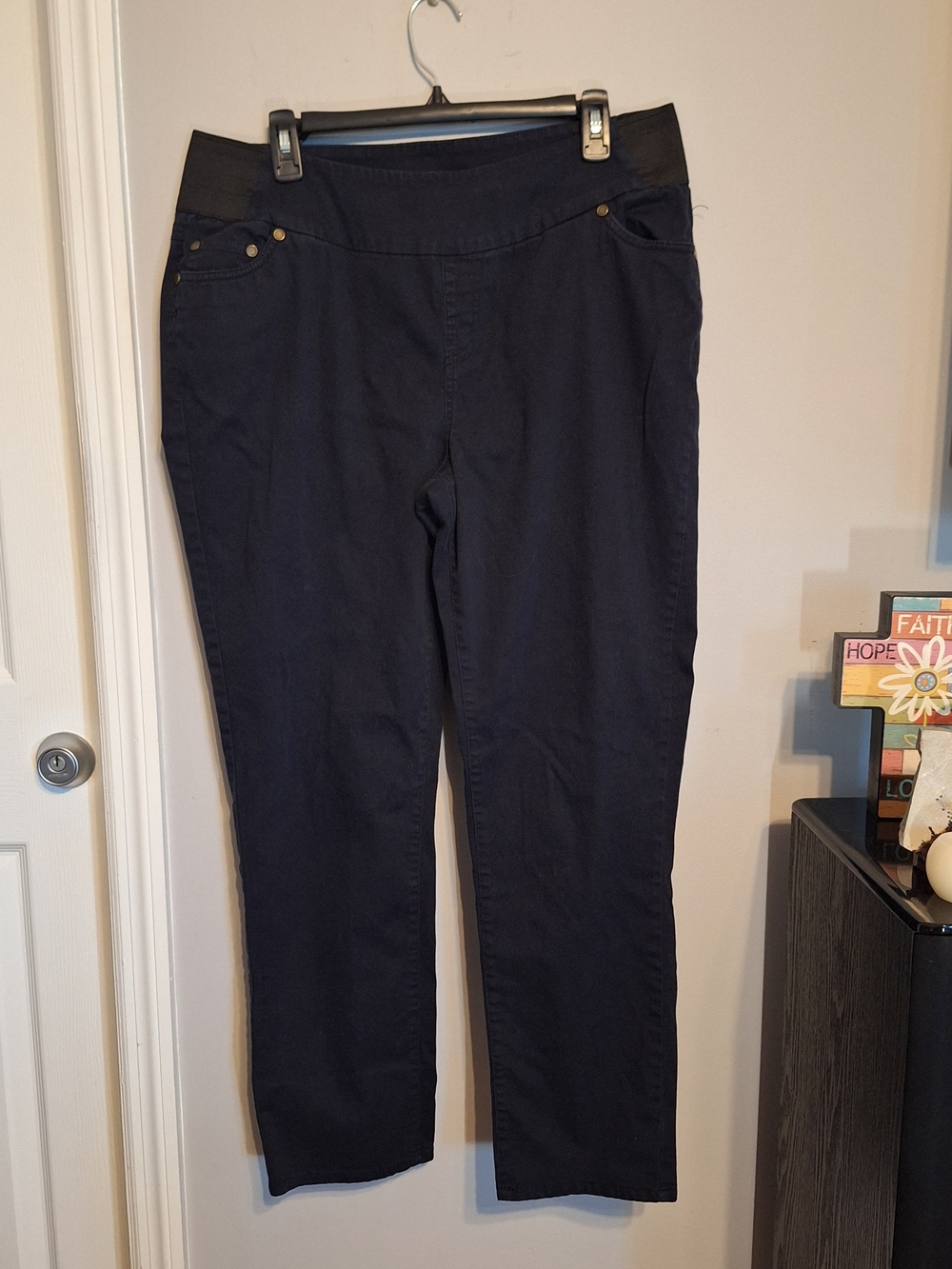 Woman Within Black Straight-Leg Pants with Stretch Waistband